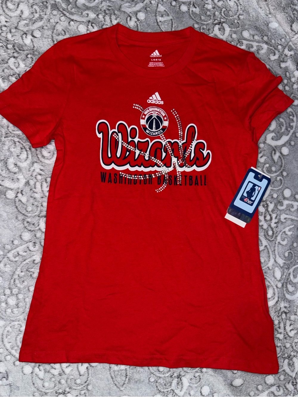 🏀 Adidas Washington Wizards Girls Bling T-Shirt – Size L (14) – NWT